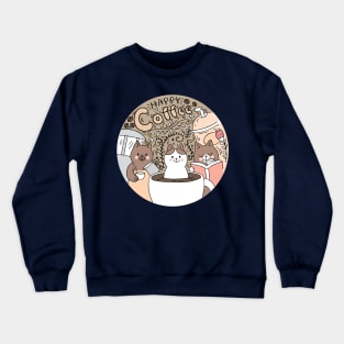 happy coffee cat Crewneck Sweatshirt